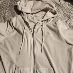 Victoria's Secret PINK Velour Zip Up Hoodie vanilla bean cream Small